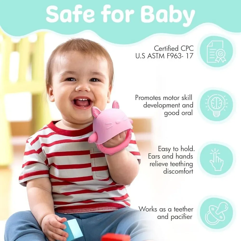 Baby Teething Pacifier, Silicone Teething Toy for Babies 3-6 Months
